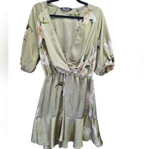 Zara Olive Floral Patterned Top